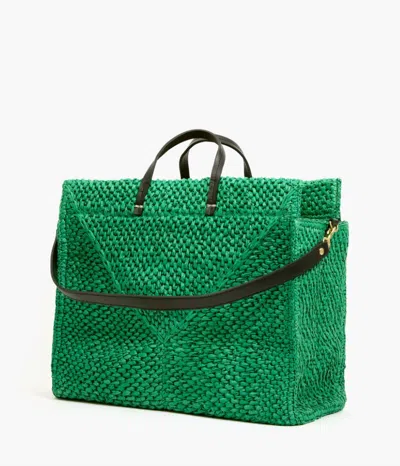 Clare V Summer Simple Tote In Green Apple Raffia In Multi