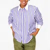 Clare V Suzette Shirt In Royal & White Stripe In Blue