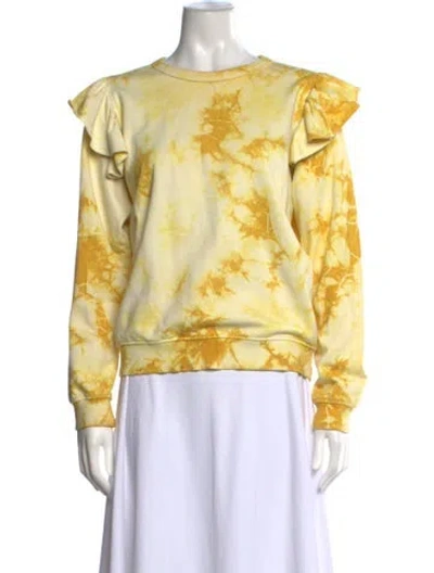 Pre-owned Clare V Tie-dye Print Bateau Neckline Blouse In Yellow