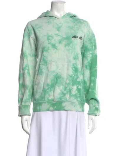 Pre-owned Clare V Tie-dye Print Crew Neck Hoodie In Green