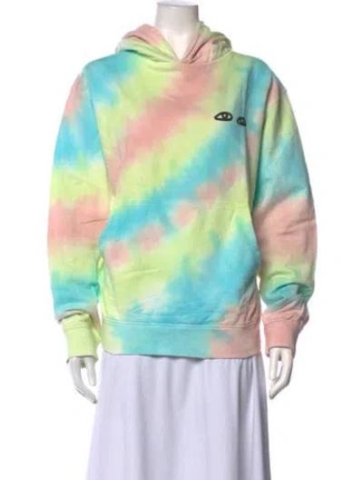Pre-owned Clare V Tie-dye Print Crew Neck Hoodie In Yellow
