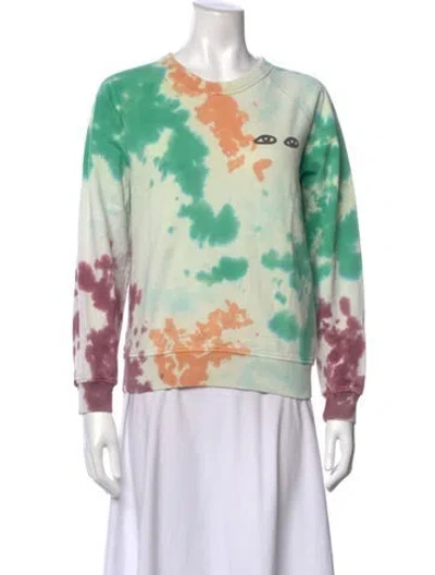 Pre-owned Clare V Tie-dye Print Crew Neck Sweater In Green
