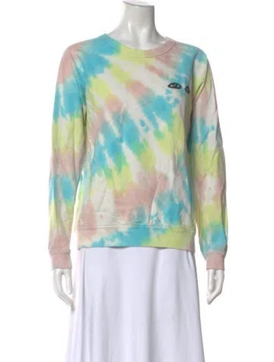 Pre-owned Clare V Tie-dye Print Crew Neck Sweatshirt In Blue