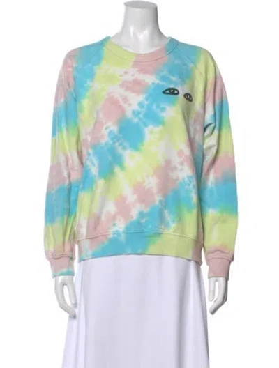 Pre-owned Clare V Tie-dye Print Crew Neck Sweatshirt In Blue