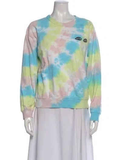 Pre-owned Clare V Tie-dye Print Crew Neck Sweatshirt In Blue