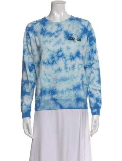 Pre-owned Clare V Tie-dye Print Crew Neck Sweatshirt In Blue