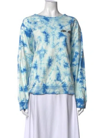 Pre-owned Clare V Tie-dye Print Crew Neck Sweatshirt In Blue