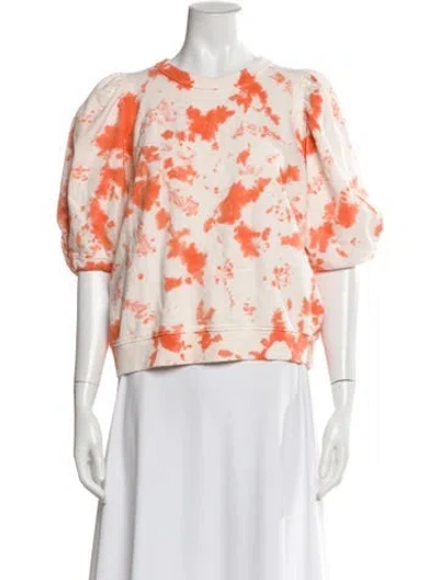 Pre-owned Clare V Tie-dye Print Crew Neck Sweatshirt In Orange
