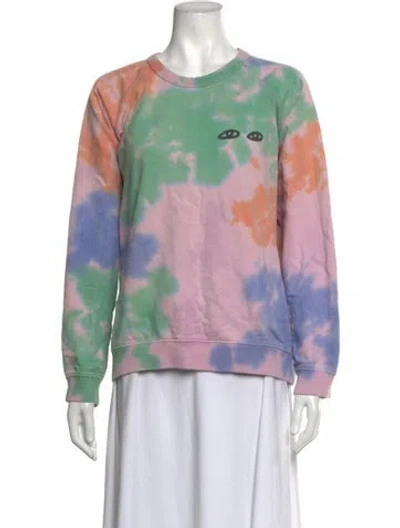 Pre-owned Clare V Tie-dye Print Crew Neck Sweatshirt In Pink