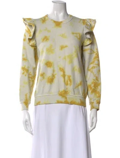 Pre-owned Clare V Tie-dye Print Crew Neck Sweatshirt In Yellow