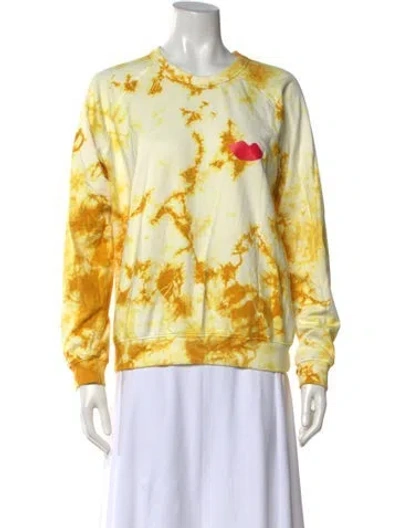 Pre-owned Clare V Tie-dye Print Crew Neck Sweatshirt In Yellow