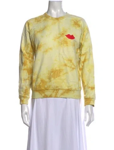 Pre-owned Clare V Tie-dye Print Crew Neck Sweatshirt In Yellow
