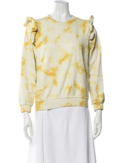 Pre-owned Clare V Tie-dye Print Crew Neck Sweatshirt In Yellow