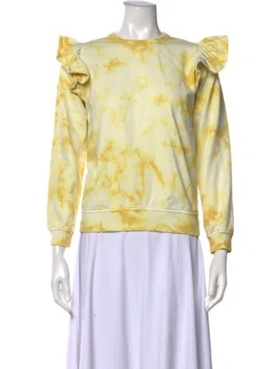 Pre-owned Clare V Tie-dye Print Crew Neck Sweatshirt In Yellow