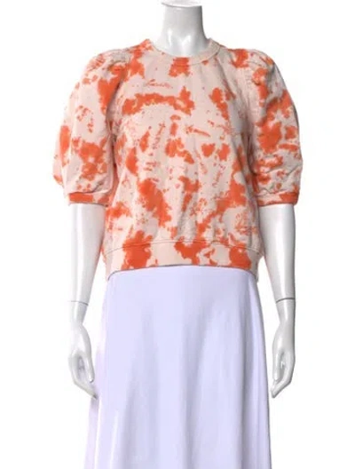 Pre-owned Clare V Tie-dye Print Crew Neck Top In White