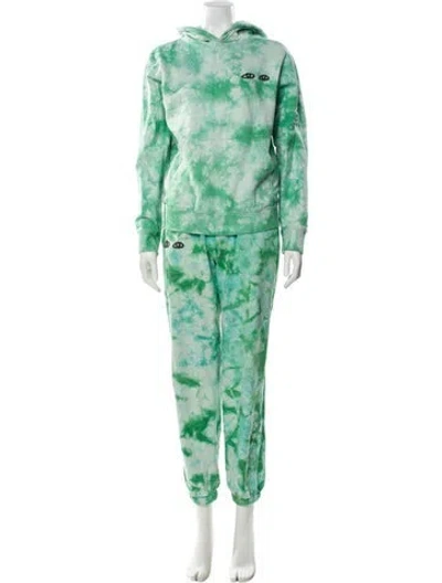 Pre-owned Clare V Tie-dye Print Pant Set In Green