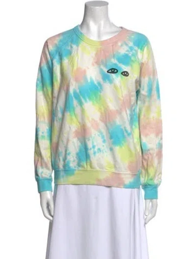 Pre-owned Clare V Tie-dye Print Scoop Neck Sweatshirt In Blue