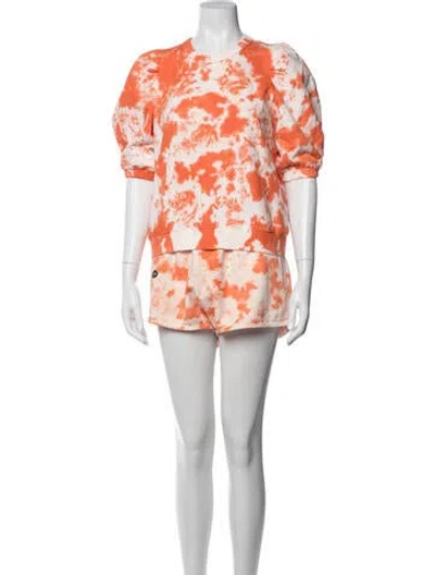 Pre-owned Clare V Tie-dye Print Short Set In Orange