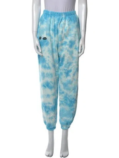 Pre-owned Clare V Tie-dye Print Skinny Leg Pants In Blue