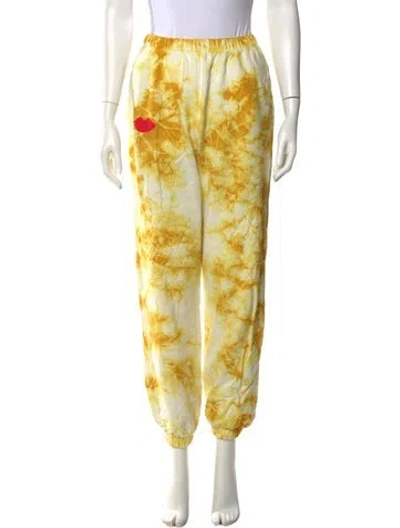 Pre-owned Clare V Tie-dye Print Skinny Leg Pants In Yellow