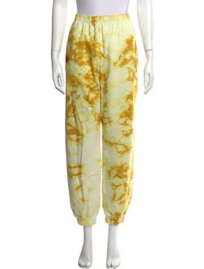Pre-owned Clare V Tie-dye Print Wide Leg Pants In Yellow