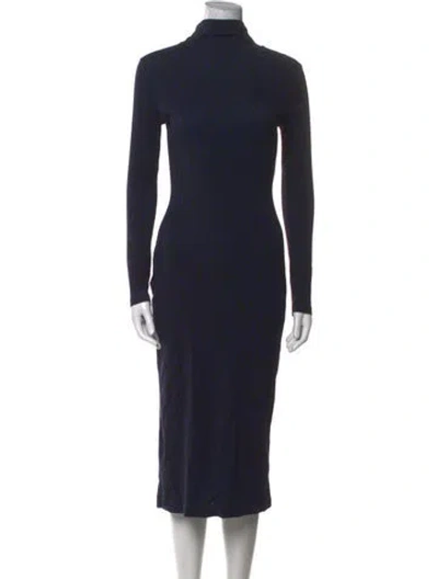 Pre-owned Clare V Turtleneck Midi Length Dress In Blue