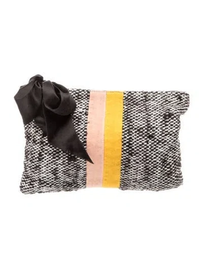 Pre-owned Clare V Tweed Clutch In Black