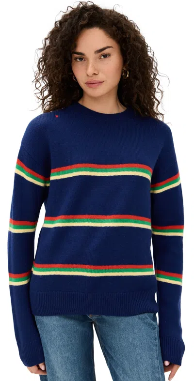 Clare V Virginie Sweater Multi Stripe Merino Wool