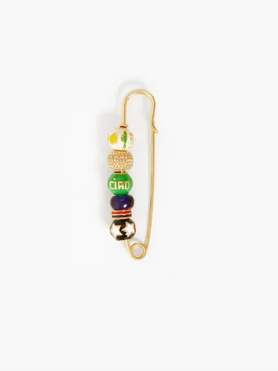 Clare V Women's Beaded Blazer Pin In Vintage Gold/multi