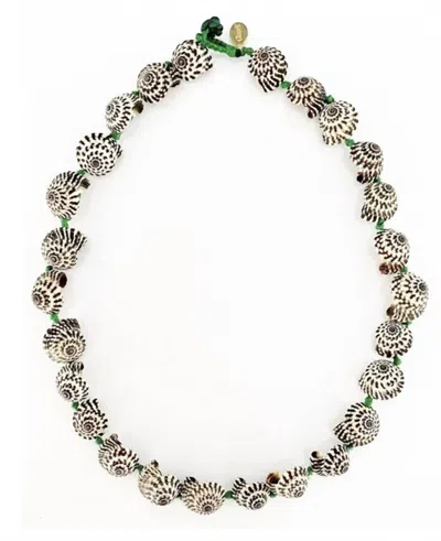 Clare V Women's Checker Shell Necklace In Black/cream In Multi