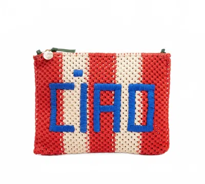 Clare V Women's Flat With Tabs Clutch Bag In Cream Bright Poppy In Multi