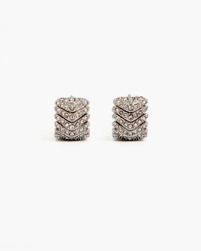 Clare V Women's Herringbone Huggies Earring In Clear In Multi