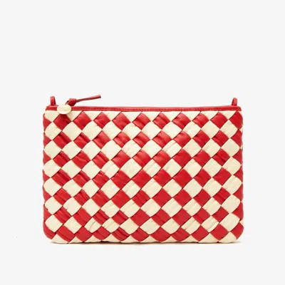 Clare V Women's Puffy Woven Flat Clutch In Red
