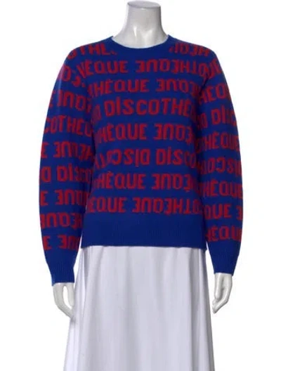 Pre-owned Clare V Wool Graphic Print Sweater W/ Tags In Blue