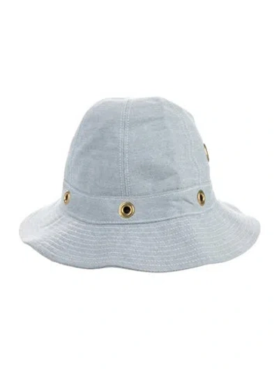 Pre-owned Clare V Woven Chevron Pattern Bucket Hat In Blue