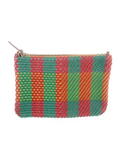 Pre-owned Clare V Woven Cosmetic Bag In Green