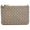 Clare V . Woven Leather Flat Clutch In Dove Grey