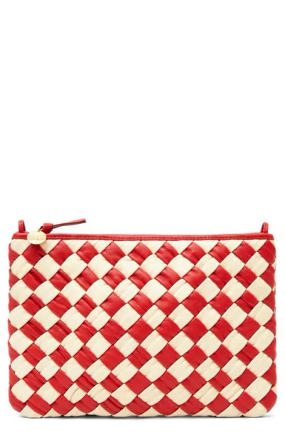 Clare V . Woven Leather Flat Clutch In Red Multi