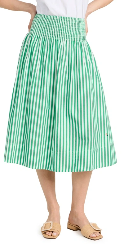 Clare V Zoe Skirt Green & Cream Stripe