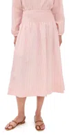 Clare V Zoe Skirt Peony/tan Cotton/linen Stripe
