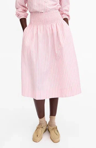 Clare V . Zoe Stripe Midi Skirt In Neutral