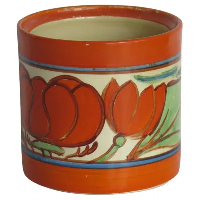 Pre-owned Clarice Cliff Hand Painted Lily Pot, Art Deco, 1929 Fantasque Mark In Orange