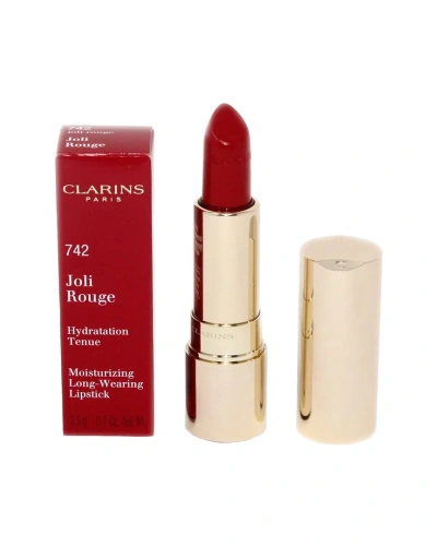 Clarins 0.1oz 742 Joli Rouge Joli Rouge Moisturizing Long Wearing Lipstick In Red