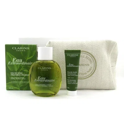 Clarins 14935  Eau Extraordinaire Set: Shower Milk 1 oz/ Purse/ Eau Extraordinaire Fragrance 3.4 oz In White