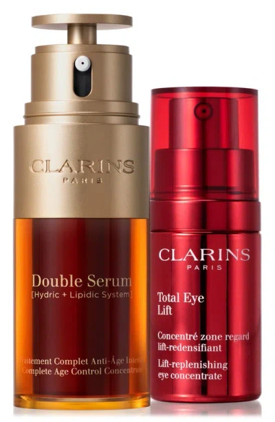 Clarins Double Serum & Total Eye Lift Anti-aging Skin Care Set (limited Edition) $184 Value In White