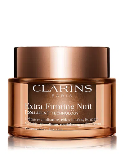 Clarins Extra Firming Night Cream Refillable Moisturizer With Collagen Polypeptide & Niacinamide For Dry Ski In Transparent