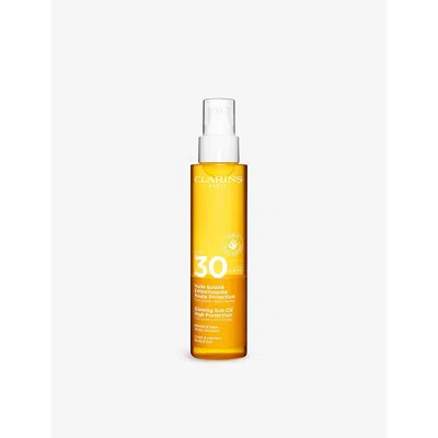 Clarins Glowing Sun High-protection Hair And Body Oil Spf 30 50ml In Yellow