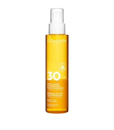 Clarins Glowing Sun Oil High Protection Spf 30 In White