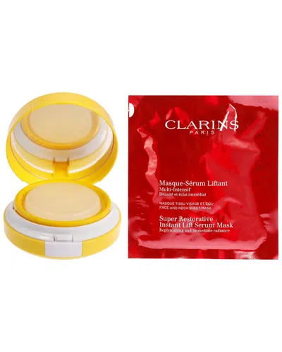Clarins Mineral Sun Care Compact Spf 30 & Super Restorative Instant Lift Serum Mask Kit In Transparent