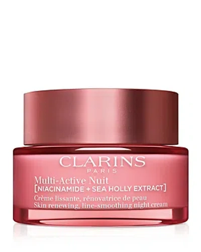 Clarins Multi-active Night Moisturizer For Lines, Pores, Glow With Niacinamide - Dry Skin 1.7 Oz. In White
